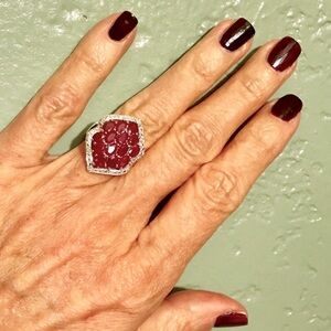 ♥️14 OVAL CUT•NATURAL RUBY RNG•925 STERLING SILV♥️